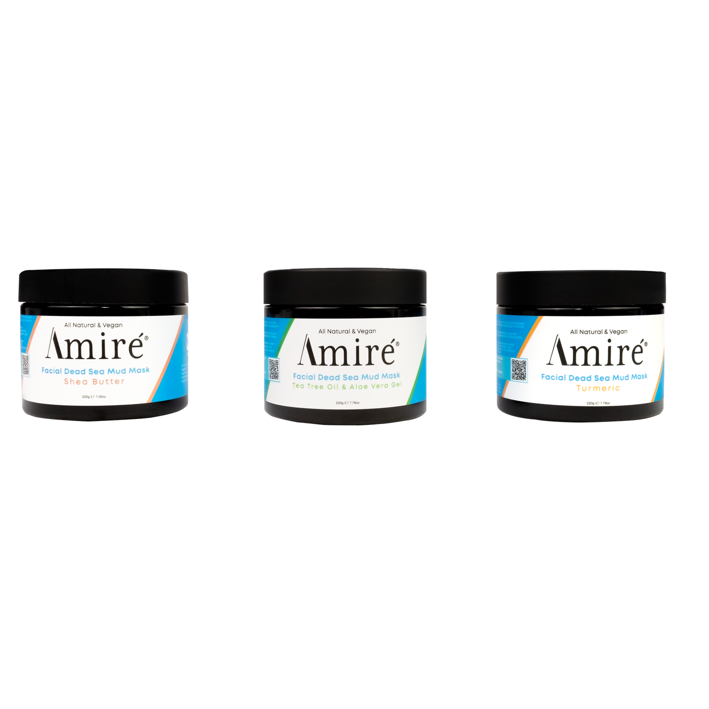 Dead Sea Mud Mask Trio: Shea Butter, Tea Tree with Aloe Vera, and Turmeric